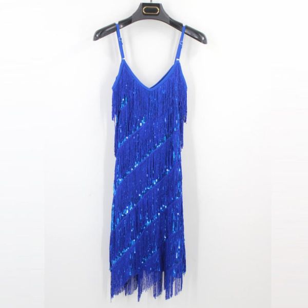 

stage wear fashion sequines latin practicing costumes women dance performance clothing v-neck sleeveless tassel dress, Black;red
