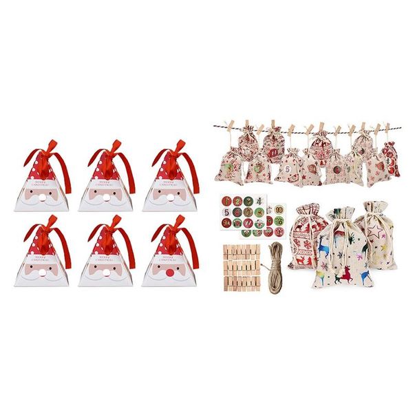 

pcs gift boxes decorative candy & 24 christmas bags jute bag wrap