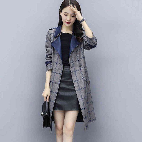 

women's trench coats spring and autumn casual wear changfengyi jacket, Tan;black