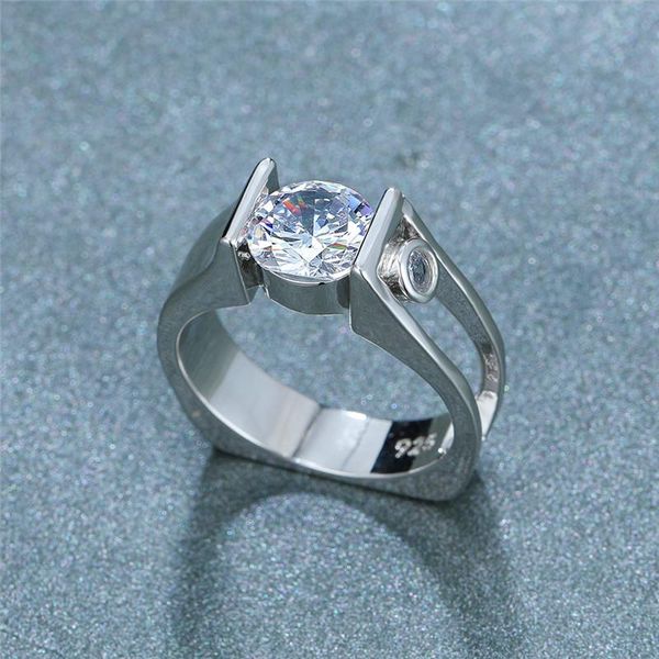 

wedding rings luxury bridal round engagement ring simple female white crystal stone vintage hollow silver color for women, Slivery;golden