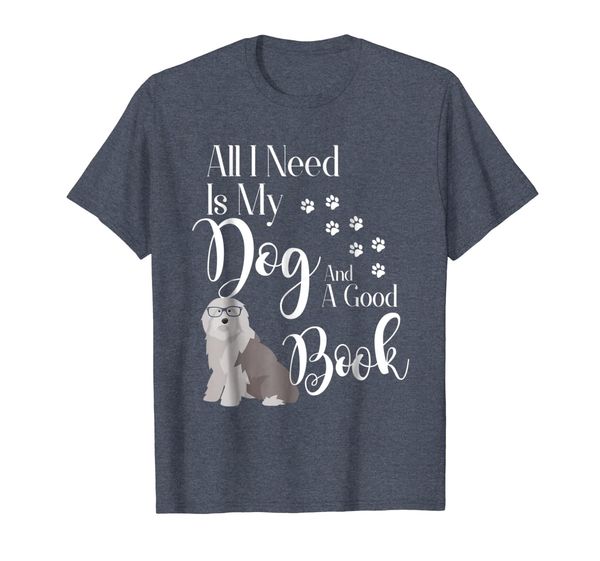 

old english sheepdog shirt i love my dog book reading lover, White;black