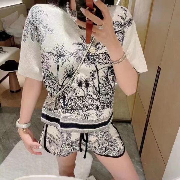 

brand two piece sets printed classic pattern women's piece pants sweat suit with short set casual outfit fashion letter printing tracks, White