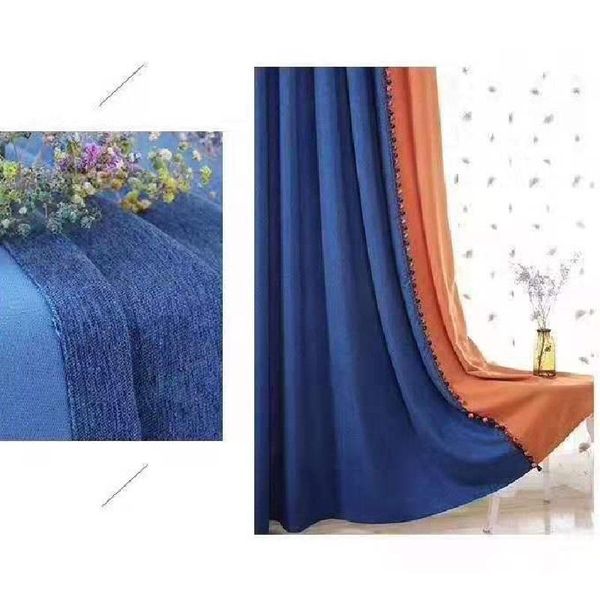

nordic style solid color curtains thick cotton and linen stitching for living room bedroom study blackout custom curtain & drapes