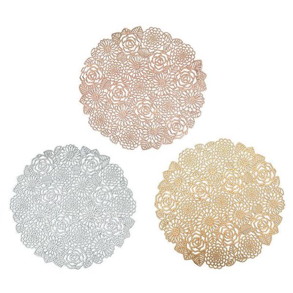 

table runner hollow rose mat pad heat resistant insulation cup pvc placemat