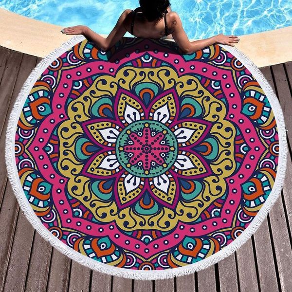 

towel round printed beach bath microfiber and tassels feel soft towels for adults