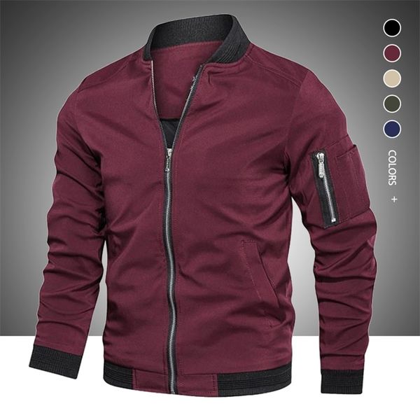 

autumn winter mens casual jacket fashion zip up slim fit caots male trend baseball bomber jacket man brand overcoat 210819, Black;brown
