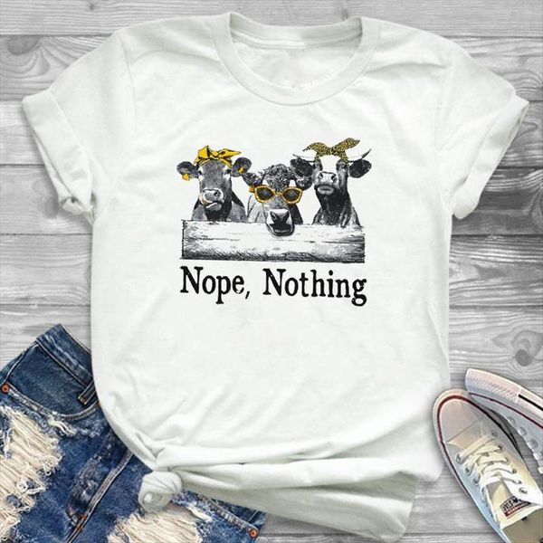 

cattle cows love laides mujer womens t shirts summer girl tee, White