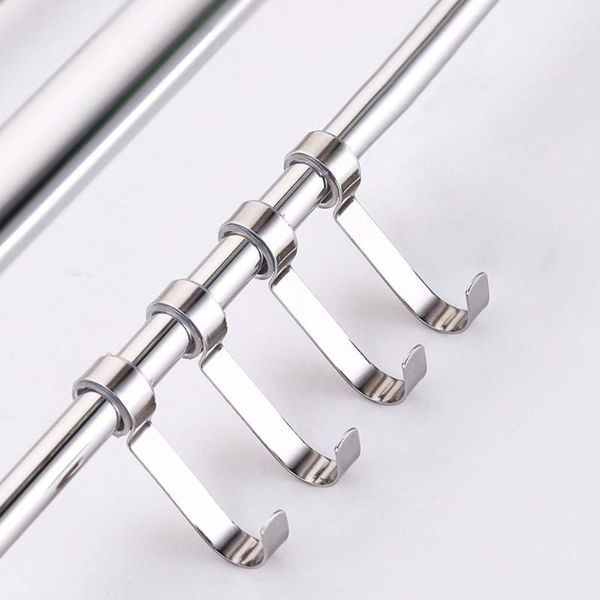 

towel racks stainless steel wall mounted foldable bath rack rail holder storage shelf with 4 sliding hooks punch-bathroom