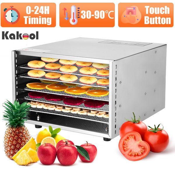 

food snacks pet dehydrator 6 tray stainless steel racks digital touch fruit meat dryer beef vegetables herb machine household commercial mak
