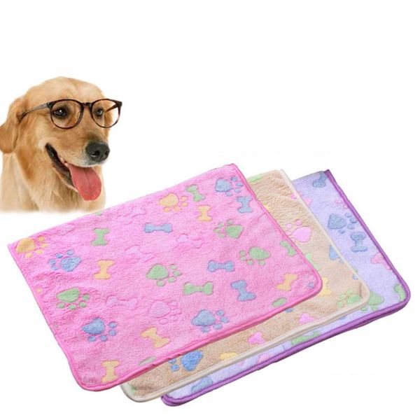 

cat beds & furniture 2pcs/lot dog bed mats soft flannel fleece foot print warm pet blanket sleeping cover mat for small medium dogs cats