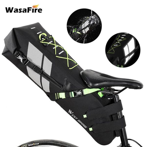 

waterproof bike bag 10l 17l large capacity bicycle tail rear reflective mtb saddle bags pannier foldable cycling trunk car & truck racks