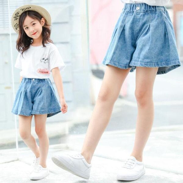 

girls denim shorts 2021 summer children's skirt pants loose wild casual, Black