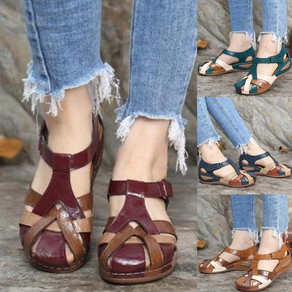 

sandals women's ladies summer fashion casual style beauty shoes hollow large size wedge heel comfortable beach d17#, Black