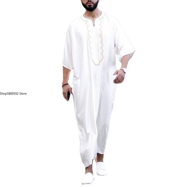 

ethnic clothing traditional men's white casual robe dashiki simple short sleeve printed shirt 2022 large size long african men, Red
