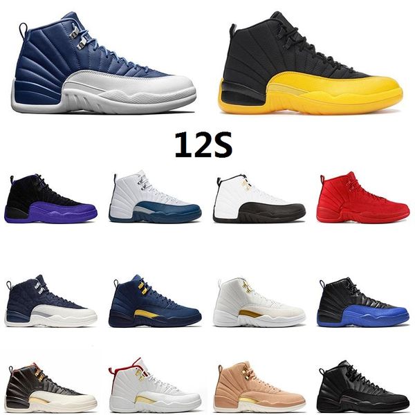 

fashion jumpman 12 university gold 12s men basketball shoes indigo reverse flu game dark concord platform mens trainers sports sneakers