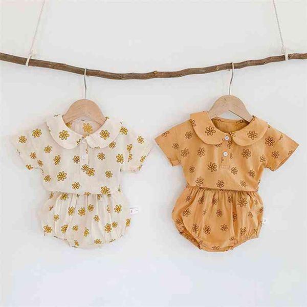 Sommer Baby Outfits Kleidung Set Little Daisy Born O Hals T-Shirt und Bloomer Säugling Jungen Mädchen Kleidung 210521