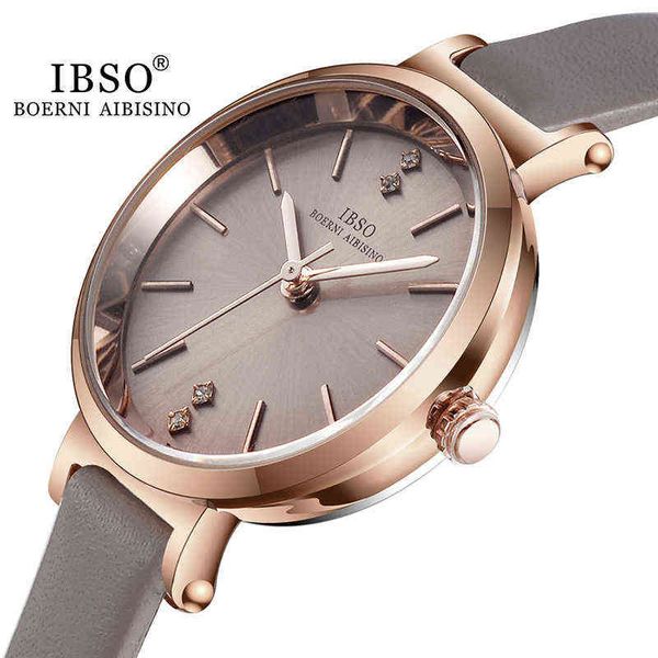 

ibso 8 mm ultra-thin wrist women watches luxury female clock fashion montre femme ladies quartz watch relogio feminino 210720, Slivery;brown