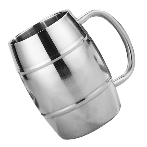 

mugs 1pc simple handle water cup office stainless steel coffee bar beer mug
