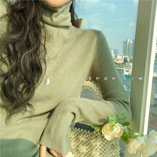 

women's sweaters hoodies pile high neck knitted bottomed sweater for women in autumn and winter 94fl, White;black