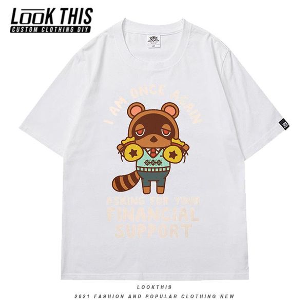 

men's t-shirts animal crossing t shirts o-neck short sleeve summer 2021 anime men oversized t-shirt game print, White;black