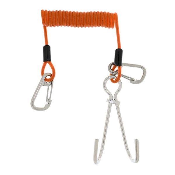 

scuba diving reef double hooks with spiral coil lanyard and carabiner masks