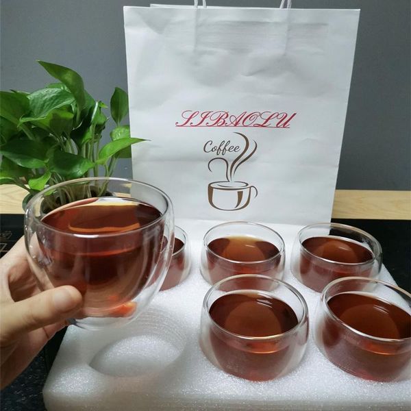 

wine glasses 6pc 250ml/350ml gift box set heat-resistant double-layer glass cup beer espresso coffee tea safe packaging