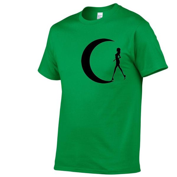 

men's t-shirts summer men's and women's short-sleeved moon printed fashion pure cotton loose, White;black