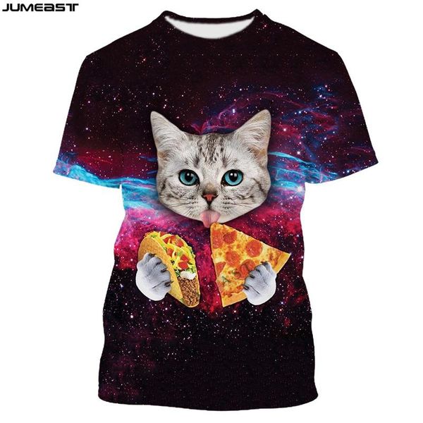 

men's t-shirts jumeast men women 3d t-shirt oversized male female streetwear cat eating pizza 7xl short sleeve t shirt sport pullover, White;black