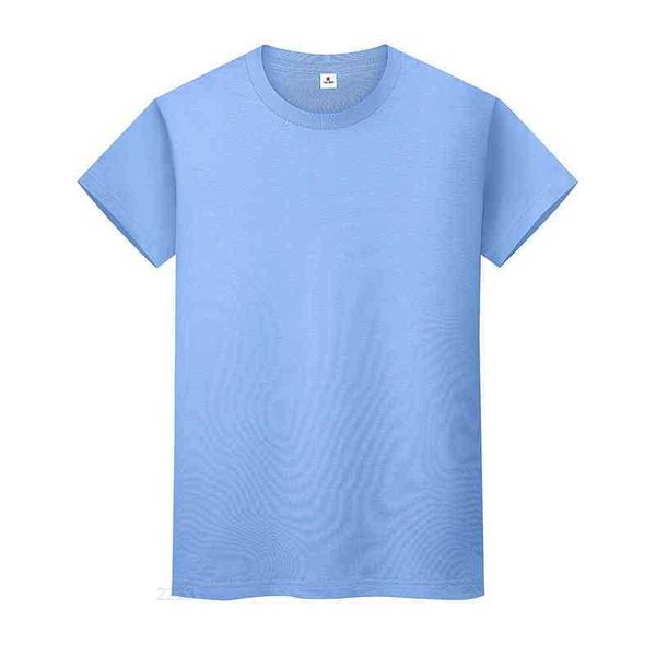 

new round neck solid color t-shirt summer cotton bottoming shirt short-sleeved mens and womens half-sleeved ug, Black