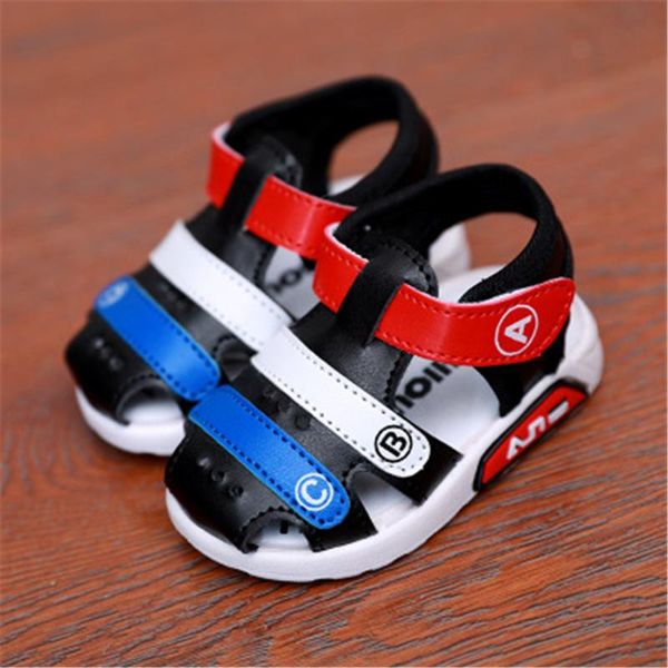 

children's sandals wild boys girls student kids shoes summer soft non-slip beach, Black;red