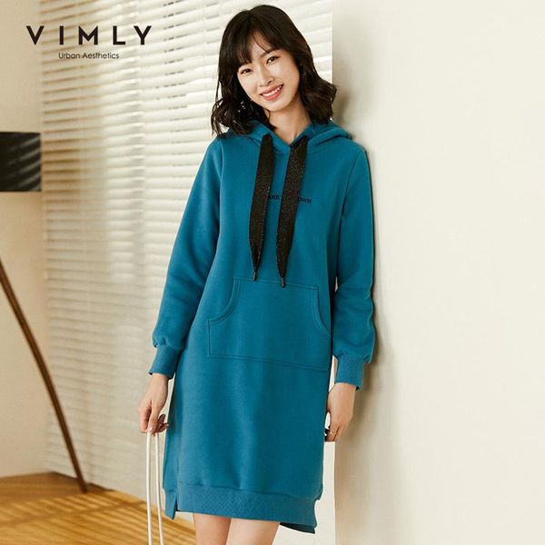 

casual dresses vimly women's sweatshirt dress elegant hooded letter print pocket loose thick warm pullover female f3000, Black;gray