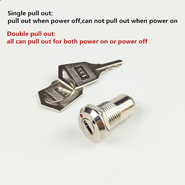 

smart home control 1set electronic on off two terminals 12mm metal mini key lock switch single/double pull off(difference pls see the no.1 p
