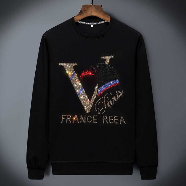 

fashion men's trend of drill long sleeve sweater t-shirt, White;black