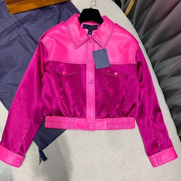 

women's jackets jackets sheepskin leather jacket coat women runway designer patchwork lapel high waist short cropped streetwear ou fsy5, Black;brown