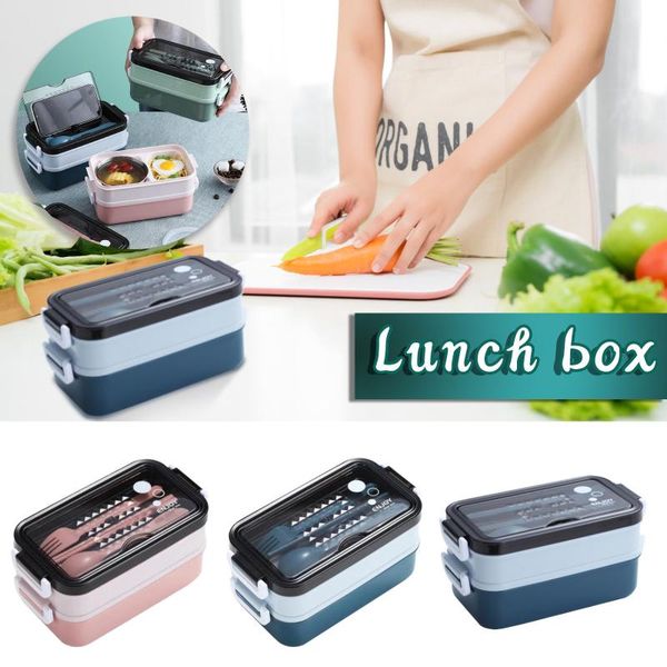 

storage bags plastic lunch box office car can microwave oven heating compartment double layer food container portable bento