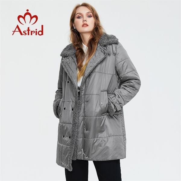 

astrid winter jacket women fur collar faux fashion plus size parkas women's coat windproof parka hooded at-10057 211008, Black