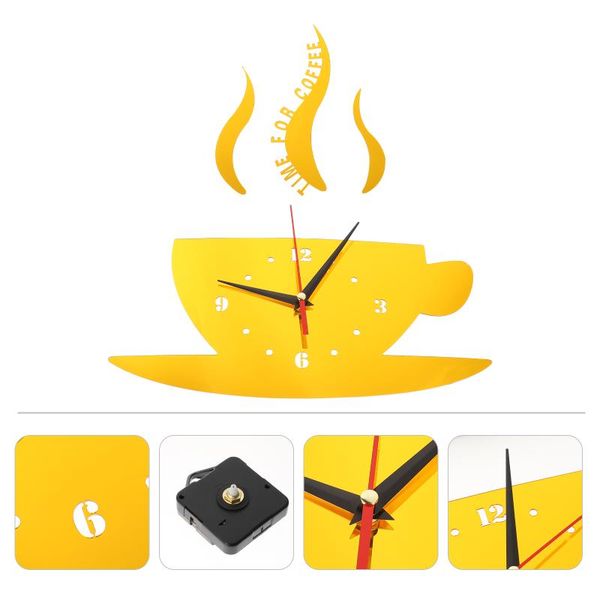 

wall clocks 1pc acrylic coffee cup clock home exquisite frameless sticker