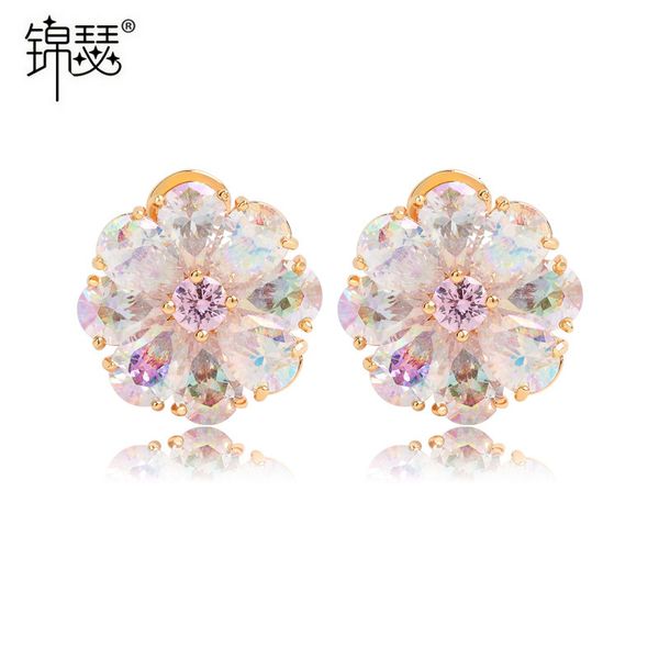 

jewelry charm stud release earclip aaa zircon color earpin korean version simple earring, Golden