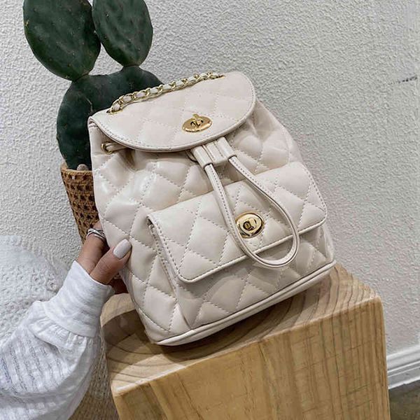 

backpack mini diamond lattice chain fashion women casual multifunction soft leather bag shopping travel daypack