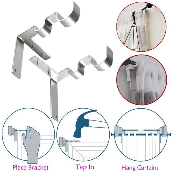 

pair hanging curtain rod holder, window frame bracket bath accessory set