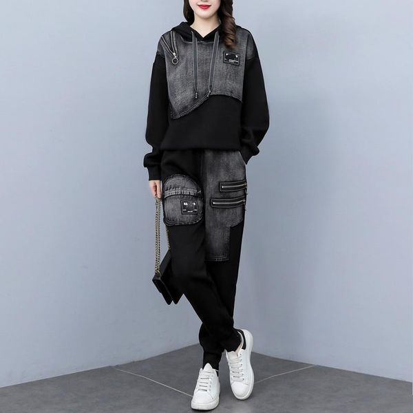 

women's two piece pants loose suit ladies winter warm thick two-piece long sleeve cloth, White