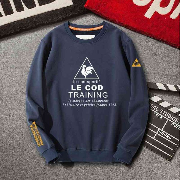 

french rooster men's long sleeve sweater 2021 spring and autumn new thin loose coat casual large size round neck pullover, Black