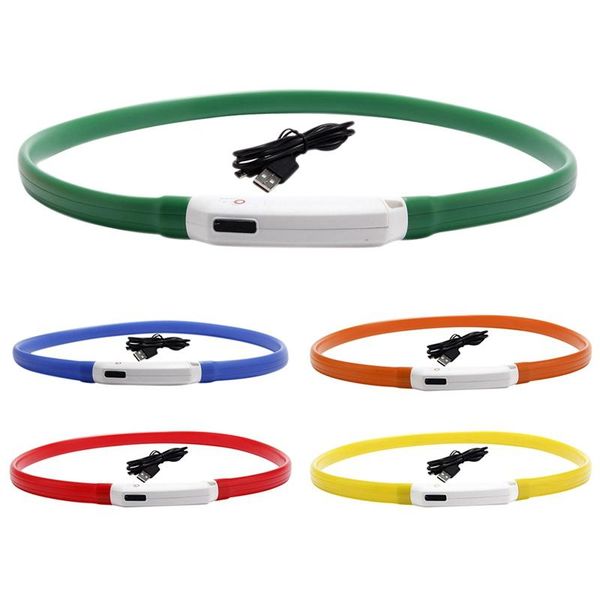 

rechargeable safe warn led dog collar for night walking adjustable silicone cut to resize collars & leashes