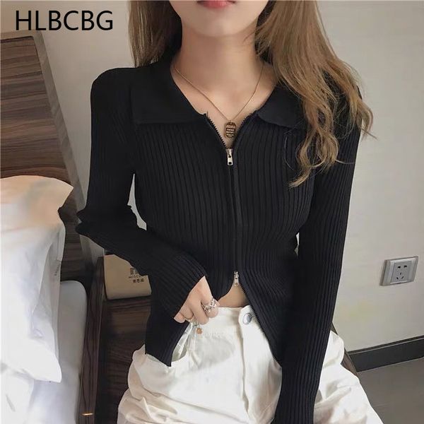 

women's sweaters spring fall short mesh cardigans female casual turtleneck square button with sweater zipper outwear base coat lp49, White;black