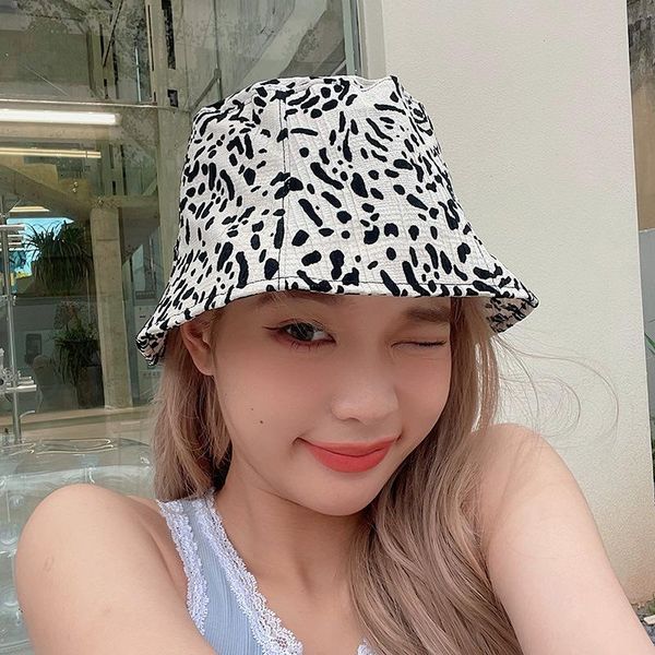 

wide brim hats zebra print summer sun protection leisure versatile fisherman hat children's korean ins net red washbasin, Blue;gray