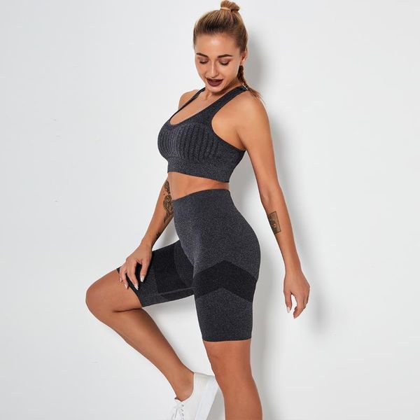 

yoga outfit 2 piece set sports bra and biker shorts seamless breathable running fitness sportswear