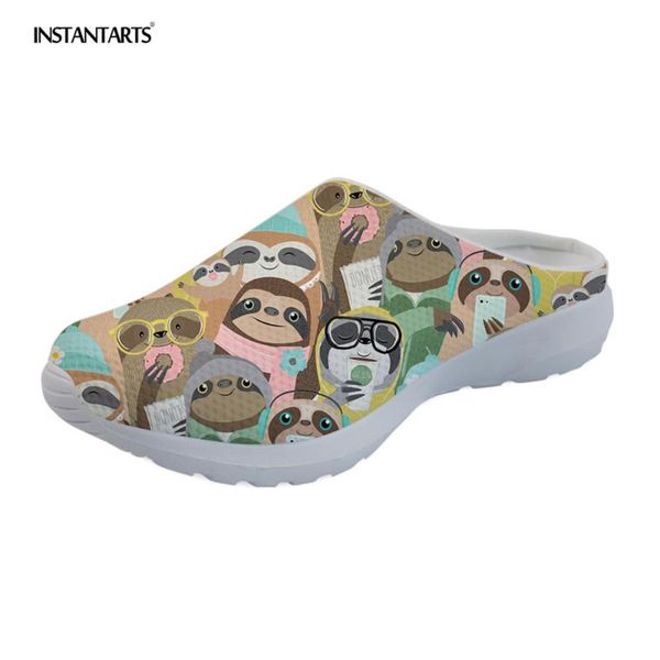 

slippers instantarts cartoon sloth puzzle summer women home casual breathable beach water shoes non-slip sandals mujer, Black