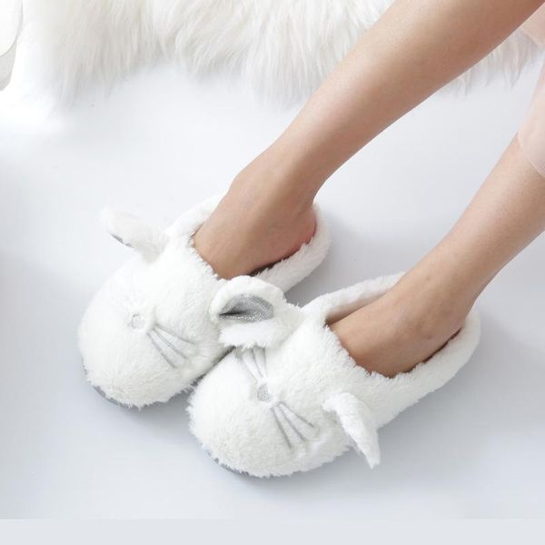 

slippers women winter woman soft fashion cute cat slip on ladies short furry plush women's casual comfort indoor female shoes, Black