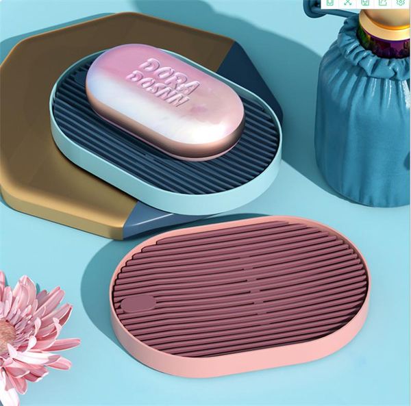 

soap dishes bathroom dish anti-skidding sponge holder box plate drainer rack case