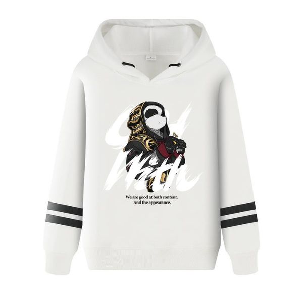 

men's hoodies & sweatshirts 2021 autumn winter fashion cuff stripe cartoon panda printing casual long-sleeved pullover, Black